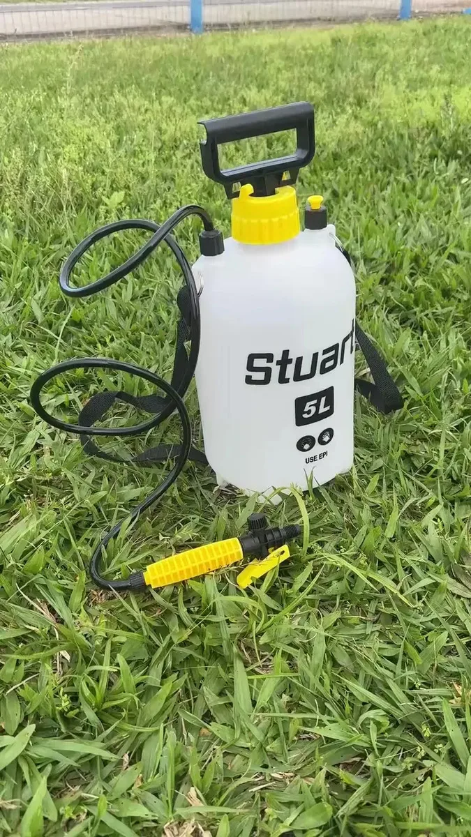 Pulverizador Agrícola Bomba Lateral De Veneno 5 Litros Borrifador Profissional Dedetização Portátil Jardim Horta Plantas Cor Branco E Amarelo - Stuart
