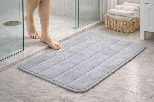 Tapete Antiderrapante Soft Macio, Absorvente, Lavável e de Secagem Rápida para Conforto e Segurança (Cinza)