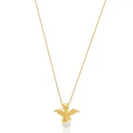 Garagntilha de Prata com Banho Anjo Pequeno com Perola - GG22400