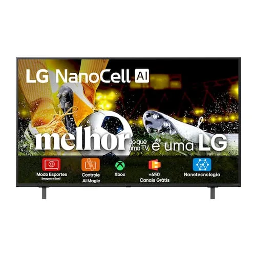 SMART TV 75" 4K LG 75NANO80ASA NanoCell Processador a7 AI Gen8 WebOS 25 Charcoal Black
