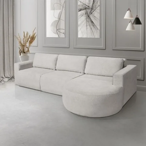 Sofá Living Retrátil e Reclinável Encantus 3 Lugares 292cm Bege