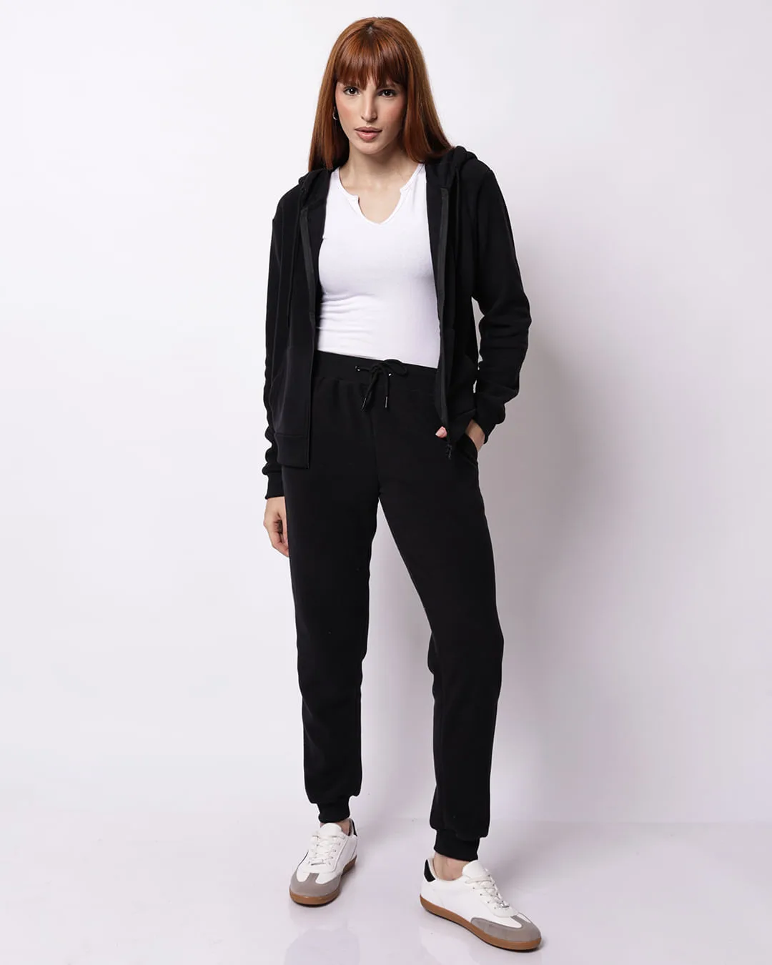Calça Feminina Jogger Básica Fleece Preta