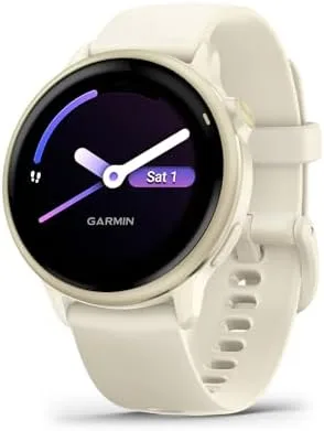 Garmin Relógio Vivoactive 6 Lunar Gold com Branco 43mm com Monitor Cardíaco de Pulso e GPS