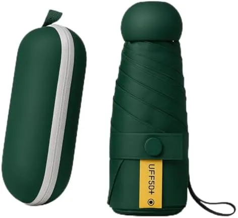 Guarda chuva de Bolso Ultra Compacto e Versátil – Mini Guarda-chuva Dobrável com Proteção UV, Leve e Portátil – Inclui Estojo Estilo Cápsula para Chuva e Sol
