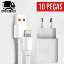 Kit 10 Carregador Celular Turbo Tipo IP USB com Cabo Super Rapido 5.0A