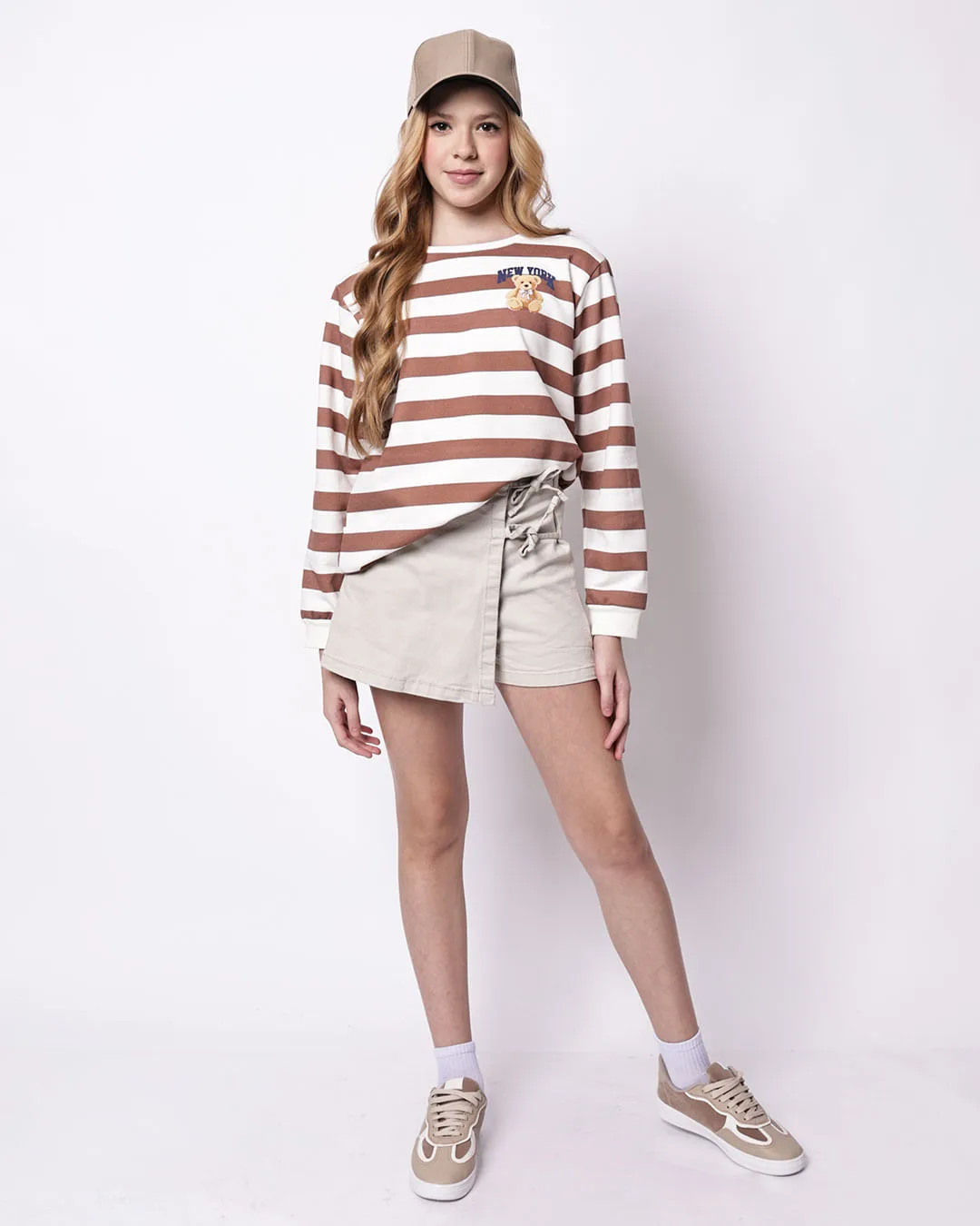 Short Saia Juvenil Sarja Amaração Bege