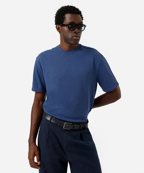 camiseta relaxed masculina de algodão coolmax azul