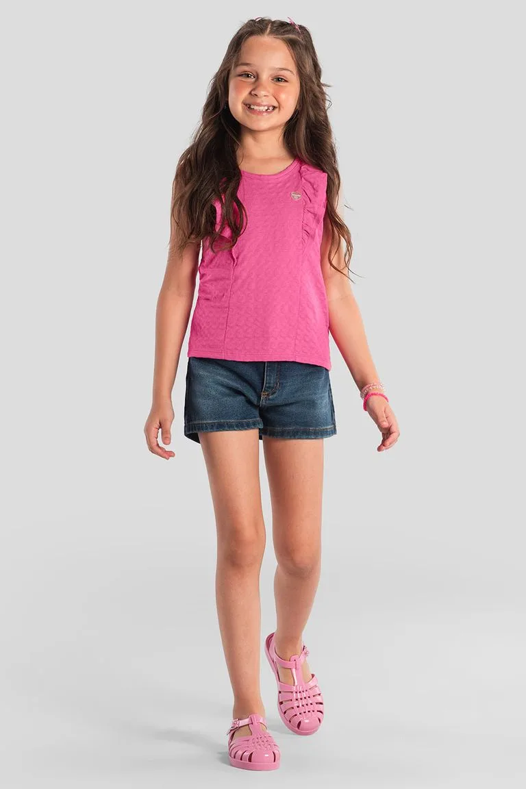 Conjunto infantil menina de flores com glitter Brandili