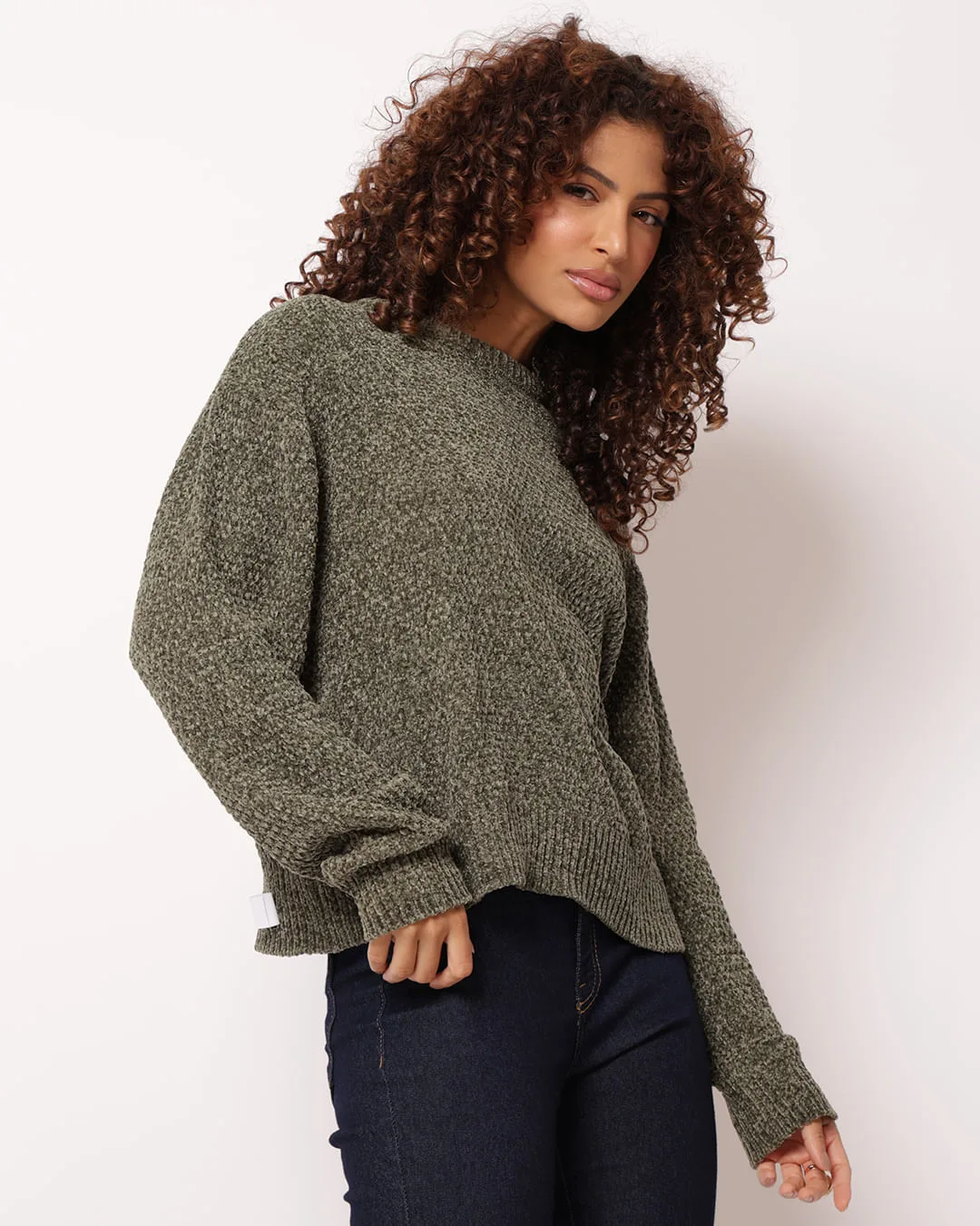 Suéter Feminino Tricô Chenille Verde