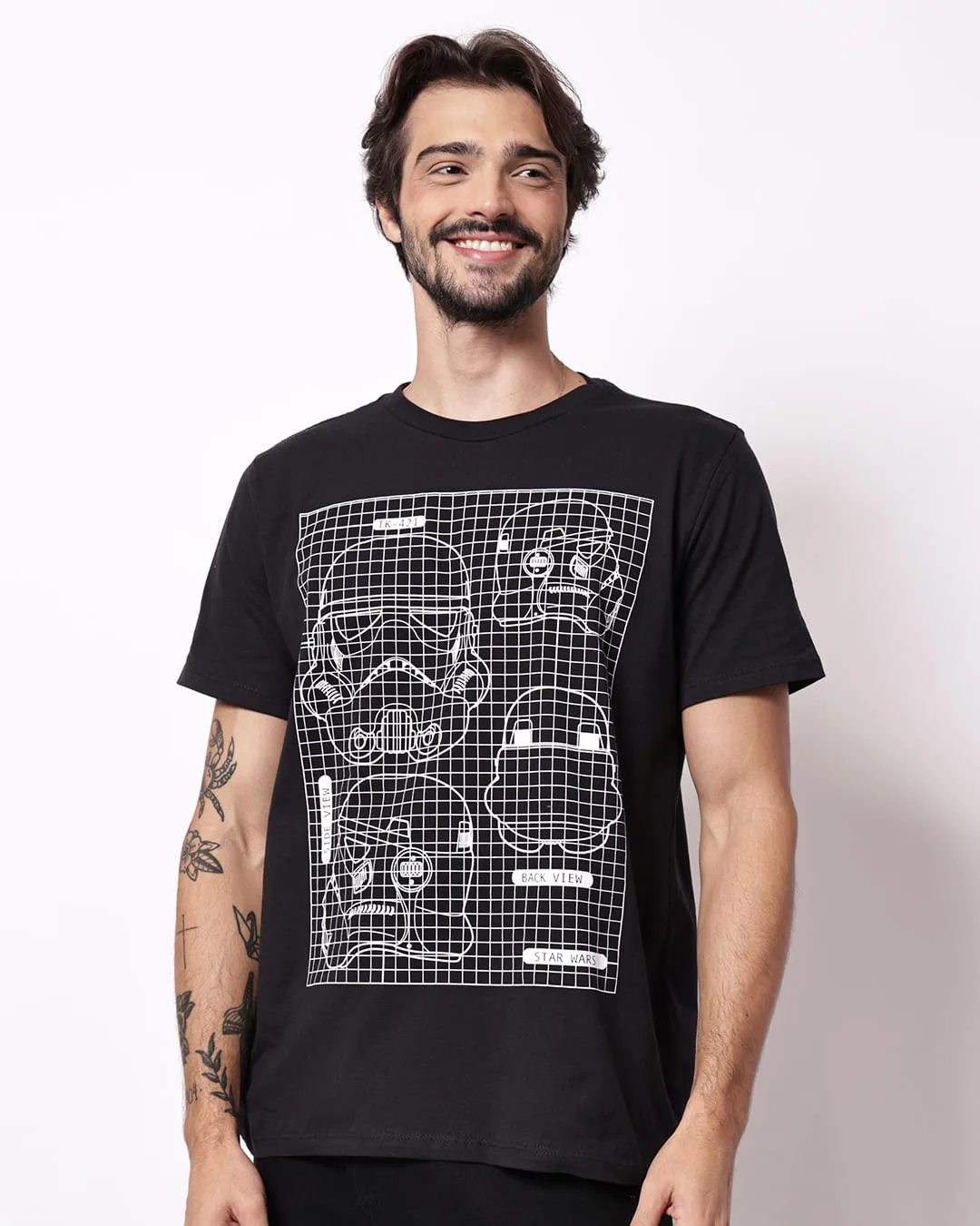 Camiseta Masculina Algodão Star Wars Preta