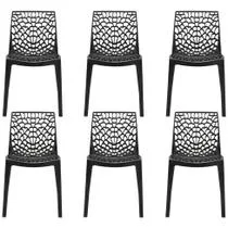 kit 6 Cadeiras Gruvyer Design Preto Sala Cozinha Jantar
