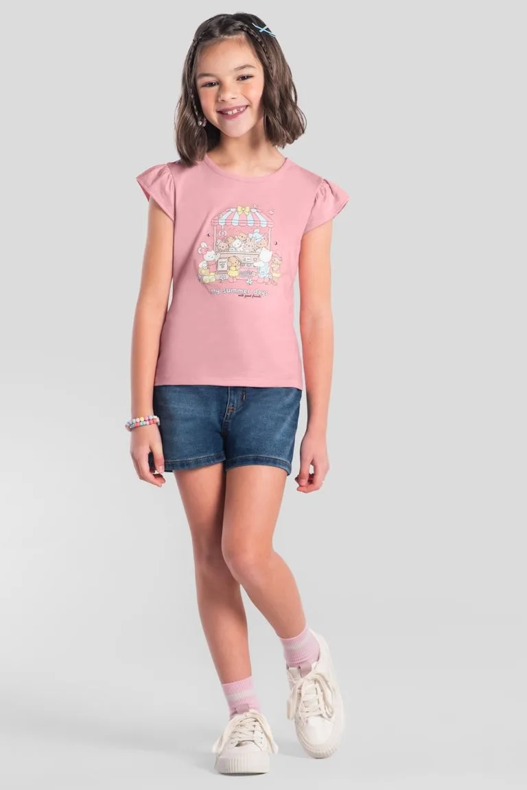 Blusa infantil menina do Lotso com brilho Brandili