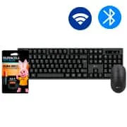 Teclado e Mouse sem Fio Wireless, Preto, KMW100, App-Tech + Pilha Alcalina Duracell Palito...
