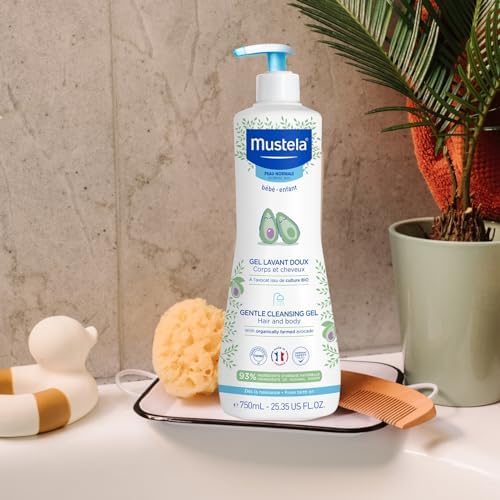 Mustela Gel Lavante Suave 750ml - Sabonete Líquido Corpo e Cabelo Infantil - 93% de Ingredientes de Origem Natural - Seguro Desde o Nascimento
