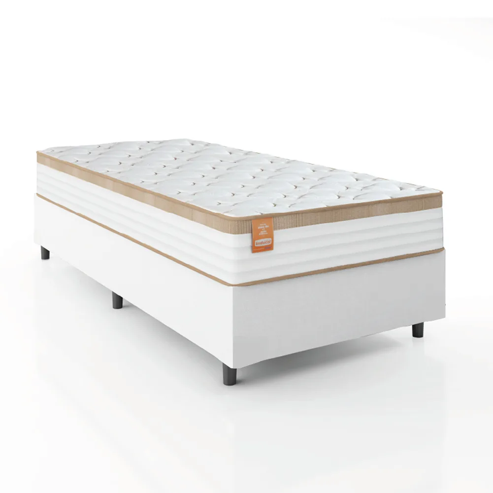 Cama Box Colchão Solteiro Molas Ensacadas Real 88x188x65cm Linho Inducol