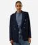blazer em piquet com ombreiras azul marinho