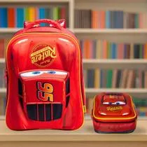 Kit Escolar Mochila Carros Costas + Estojo -Cars Relâmpago McQueen -Meninos