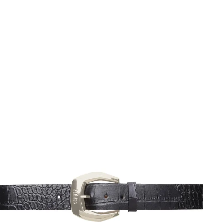 Cinto Croco Couro  Preto