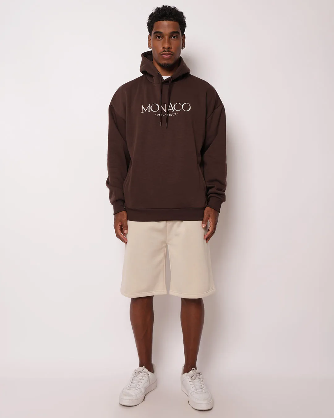 Bermuda Masculina Moletom Oversized Bege