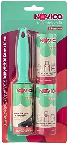 Noviça - Rolo Adesivo Fit com 25 Folhas Tira Pelos, Acompanha 2 Refis, Bettanin