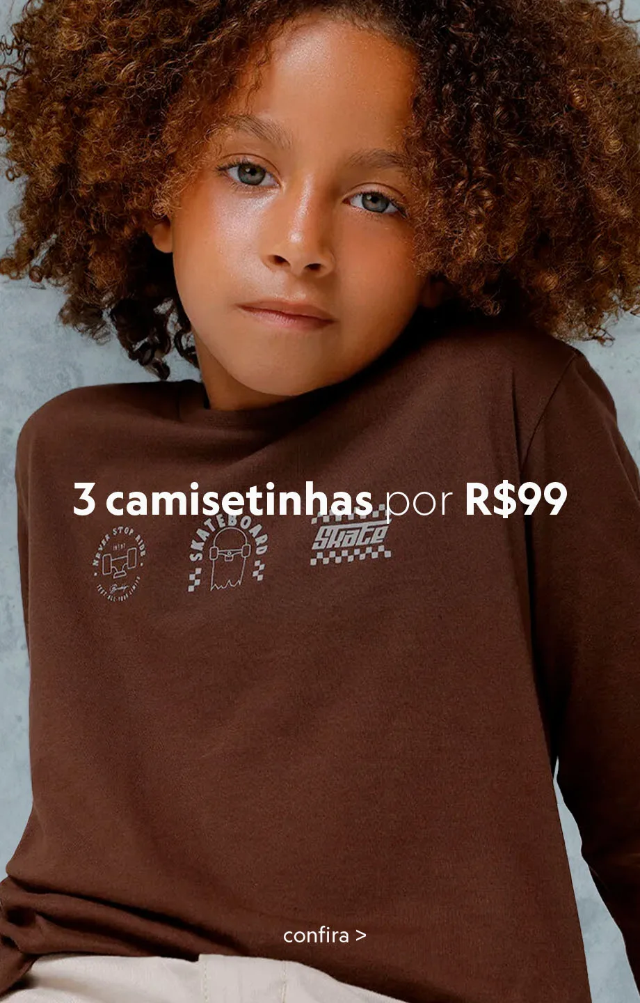 Compre 3 camisetas infantis por