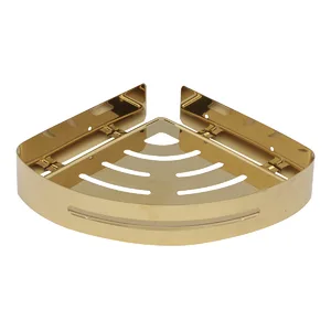 Suporte Shampoo De Canto Parede Banheiro Aço Inox Dourado