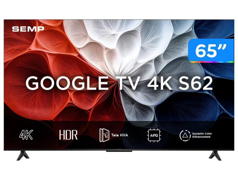 Smart TV 65" TCL 4K UHD LED HVA Google TV 65S62 2025