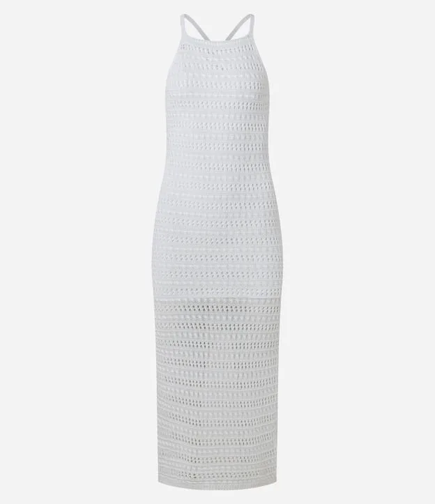 Vestido Long Midi em Tricô com Alças Cruzadas nas Costas