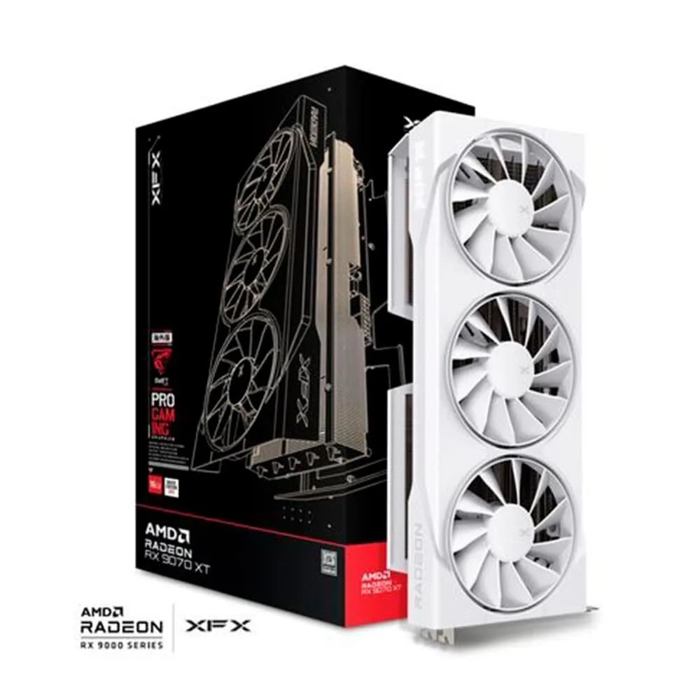 Placa de Vídeo XFX Swift RX 9070 XT WHITE TRIPLE FAN GAMING EDITION WITH AMD Radeon, 16GB, GDDR6, HDMI 3xDP, RDNA 4 - RX-97TSWF3W9