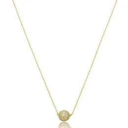 Gargantilha de Prata com Banho Malha Cadeado 45cm Bola Cravejada de Zircônias - GG25956