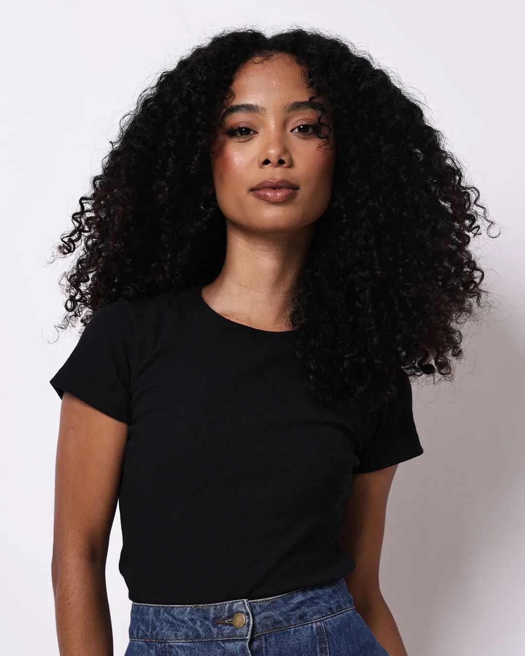 Blusa Feminina Algodão Canelada Básica Preta