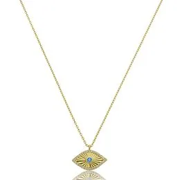 Gargantilha de Prata com Banho Malha Cadeado 45cm Olho Grego Diamantado com Zircônia Azul e Branca - GG25958