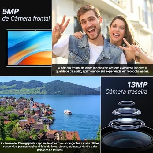 Tablet Xixaomiro S12, 10.1 Polegadas, Android 14, 8GB+128GB, acompanha Película, Caneta Stylus, Teclado, Mouse e Capa, Tela 1920x1200, Wi-Fi 5G, Câmeras 13MP e 5MP, Bateria 8000mAh (Azul)