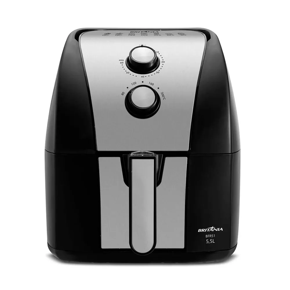 Fritadeira Air Fry Antiaderente Gold Britânia 5,5 Litros BFR51 - Preto