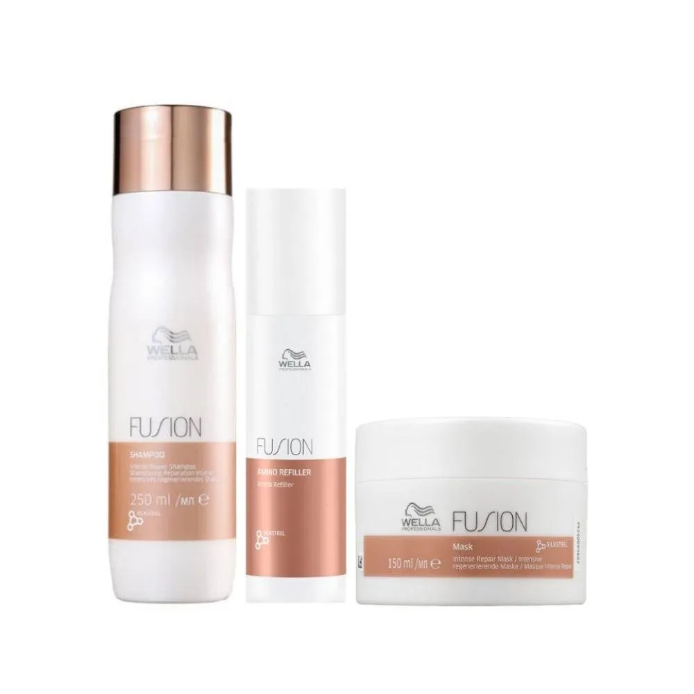 Kit Wella Fusion Shampoo 250 ml + Máscara 150 ml + Reconstrutor 70 ml