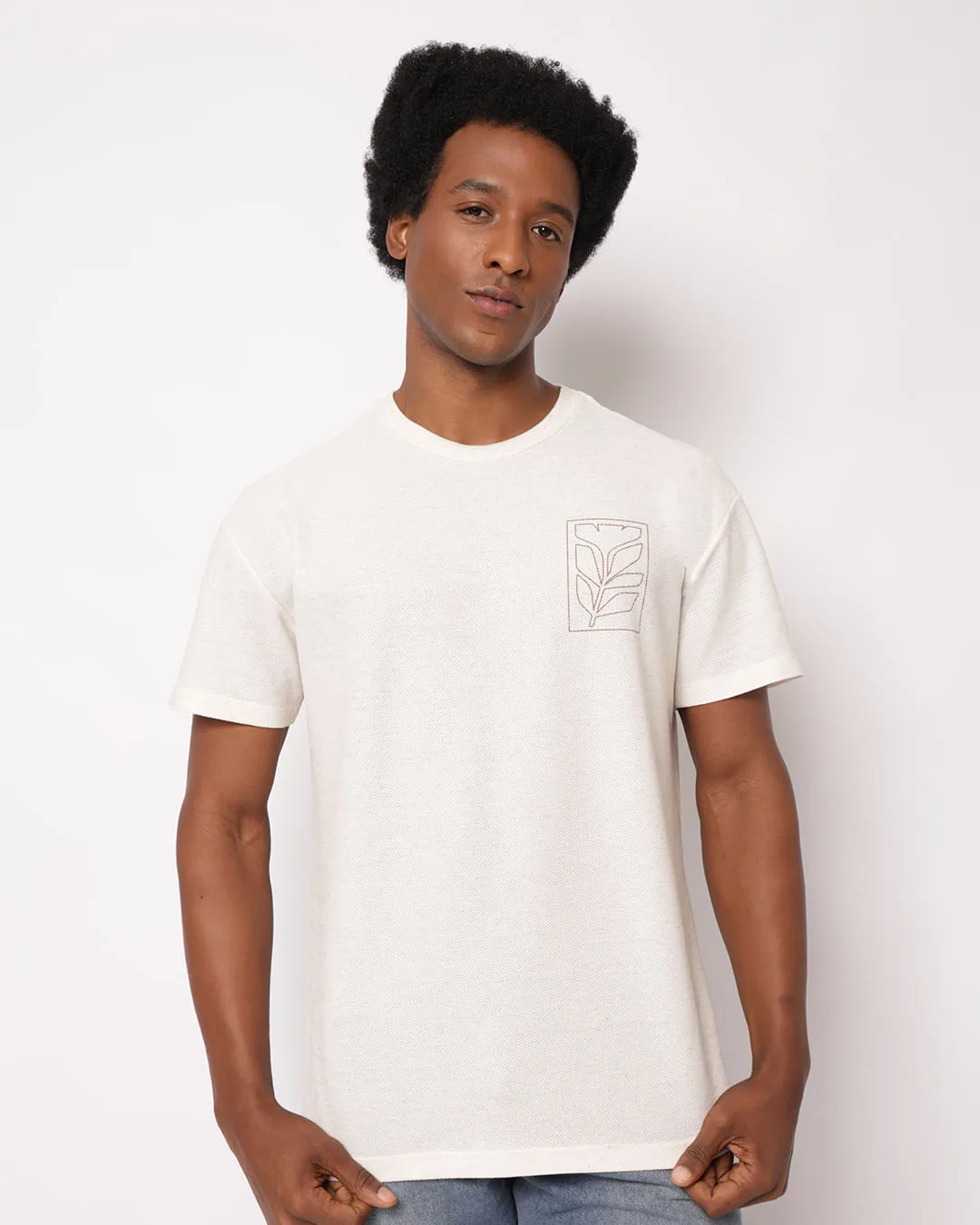 Camiseta Masculina Oversized Soft com Estampa Off White