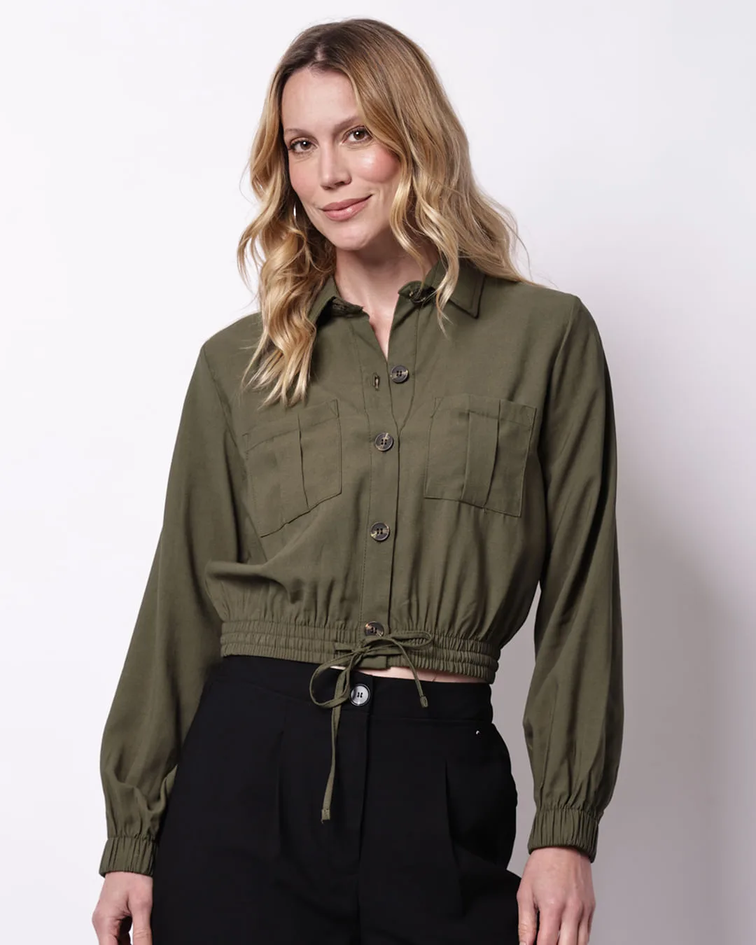 Casaco Feminino Berry & Co. Alfaiataria com Bolsos Verde