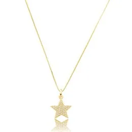 Gargantilha de Prata com Banho Malha Veneziana 45cm Estrela Cravejada com Zirconias - GG22604