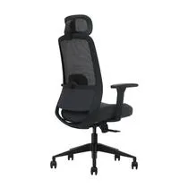 Cadeira De Escritório Ergonômica ZARUUS VEGA Apoio de Cabeça e de Braços com Ajuste Encosto Inclinação Malha Preta