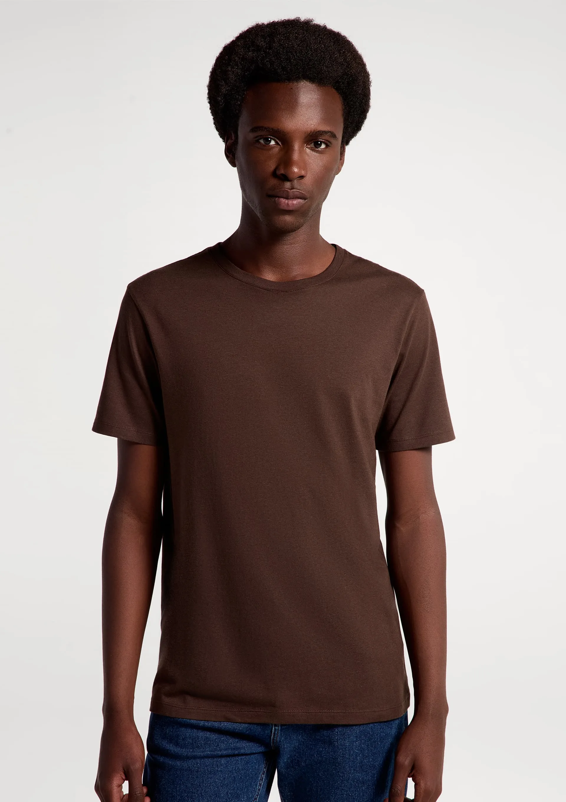 Camiseta Básica Masculina Manga Curta Em Malha H+ - Marrom