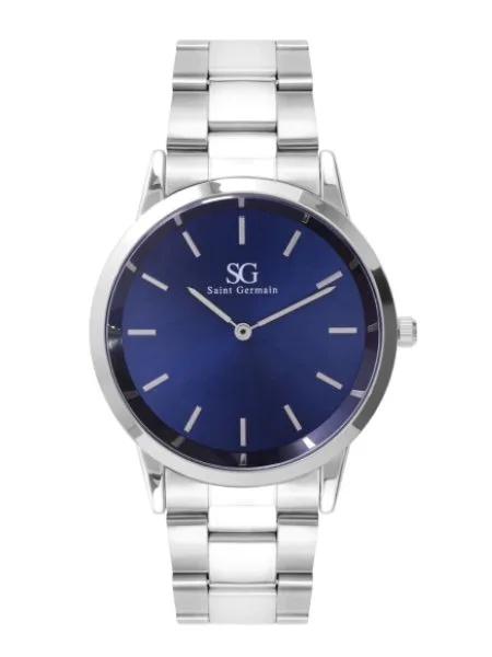 Relogio Masculino Pulseira Prata Fundo Azul Belmont Blue Silver 40mm