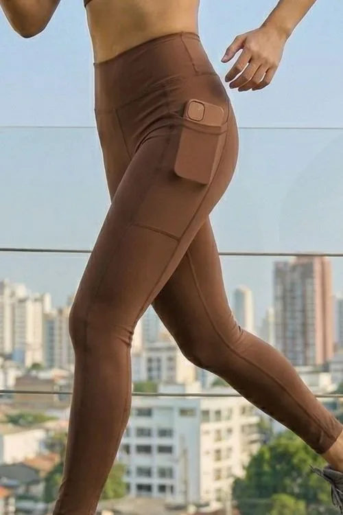 Calça Legging Fitness Bolso Lateral Polo Wear Marrom Escuro