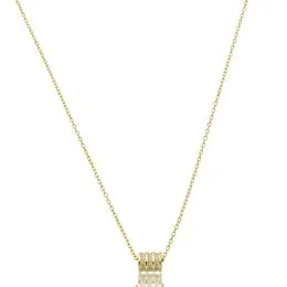 Gargantilha de Prata com Banho Malha Cadeado 45cm Pingente Tubo com Fileiras de Zircônias - GG25943