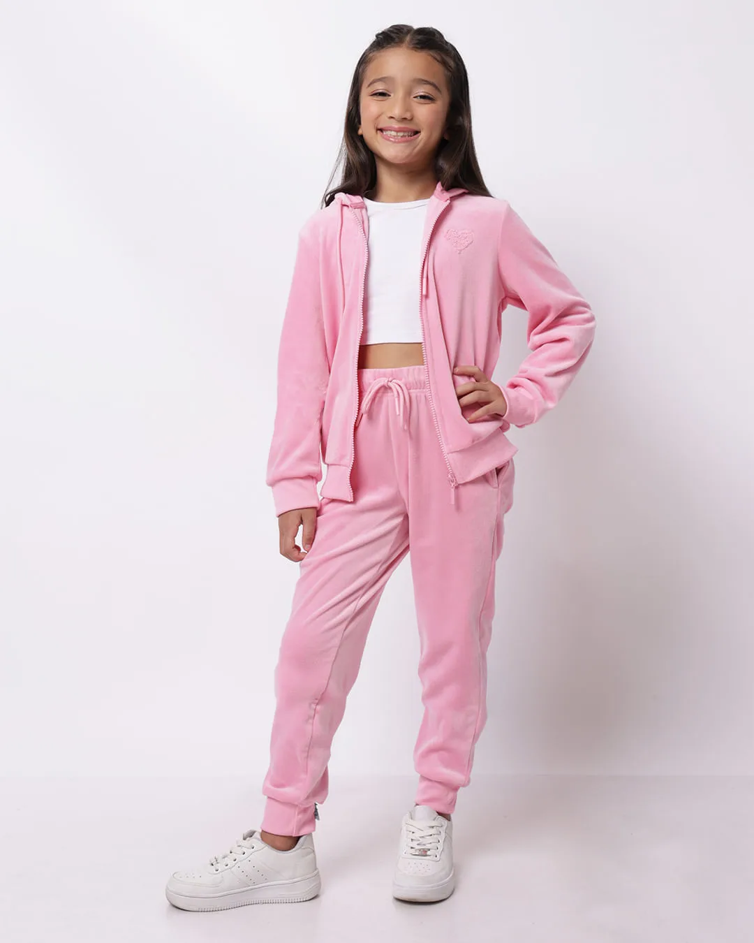 Calça Infantil Jogger Lisa Plush com Bolsos Rosa
