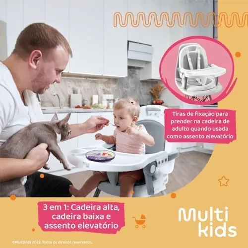Cadeira de Alimentação Berry 3 em 1 Azul Multikids Baby - BB323