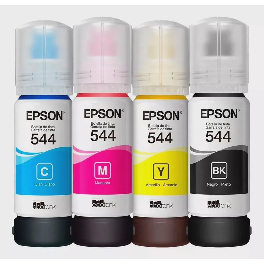 Kit 4 refil de tinta 544 para impressora L3250 L3110 L3150 L3160 black + cyan + yellow + mag.