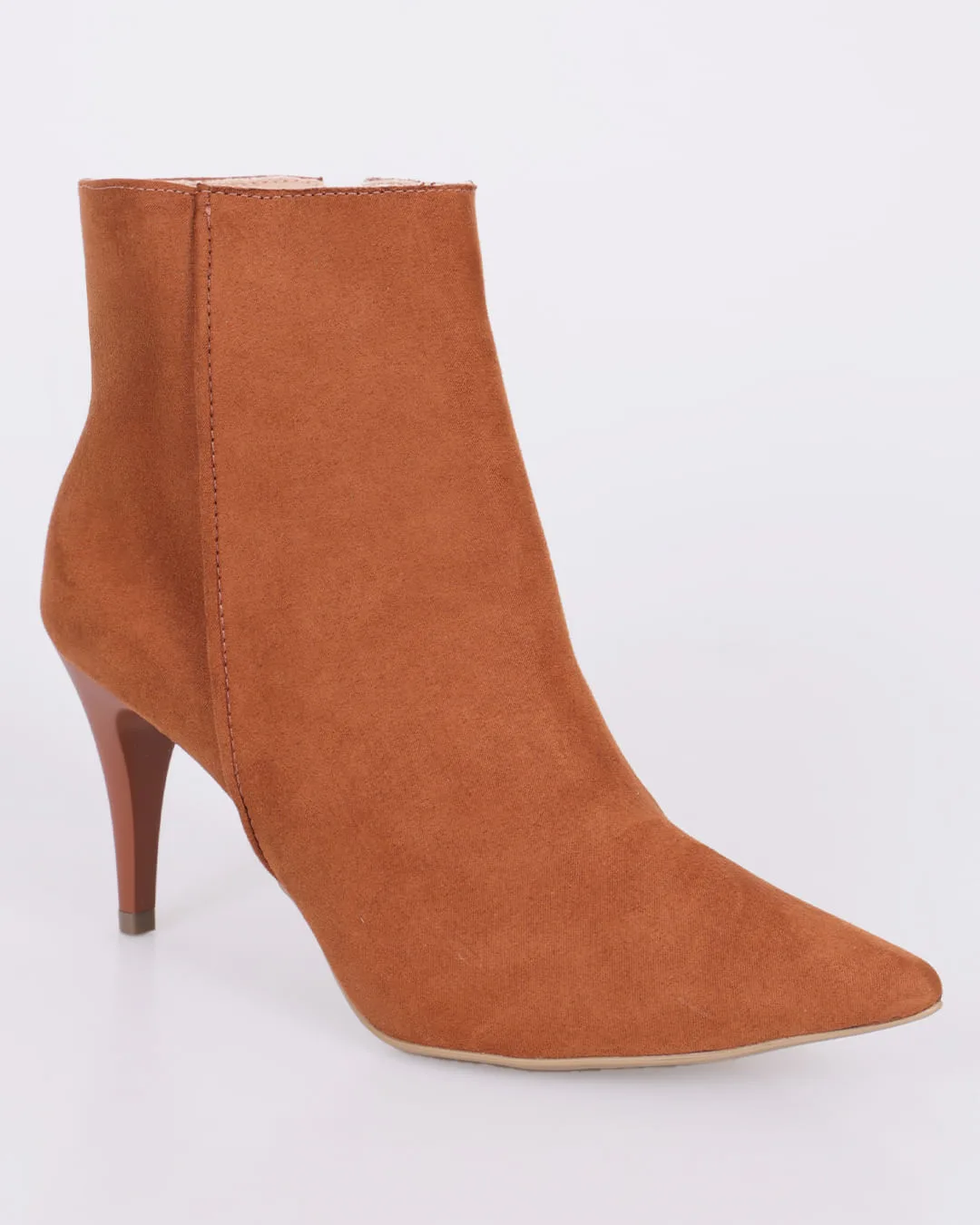 Bota Feminina Villa Rosa Suede Salto Fino Com Zíper Bege