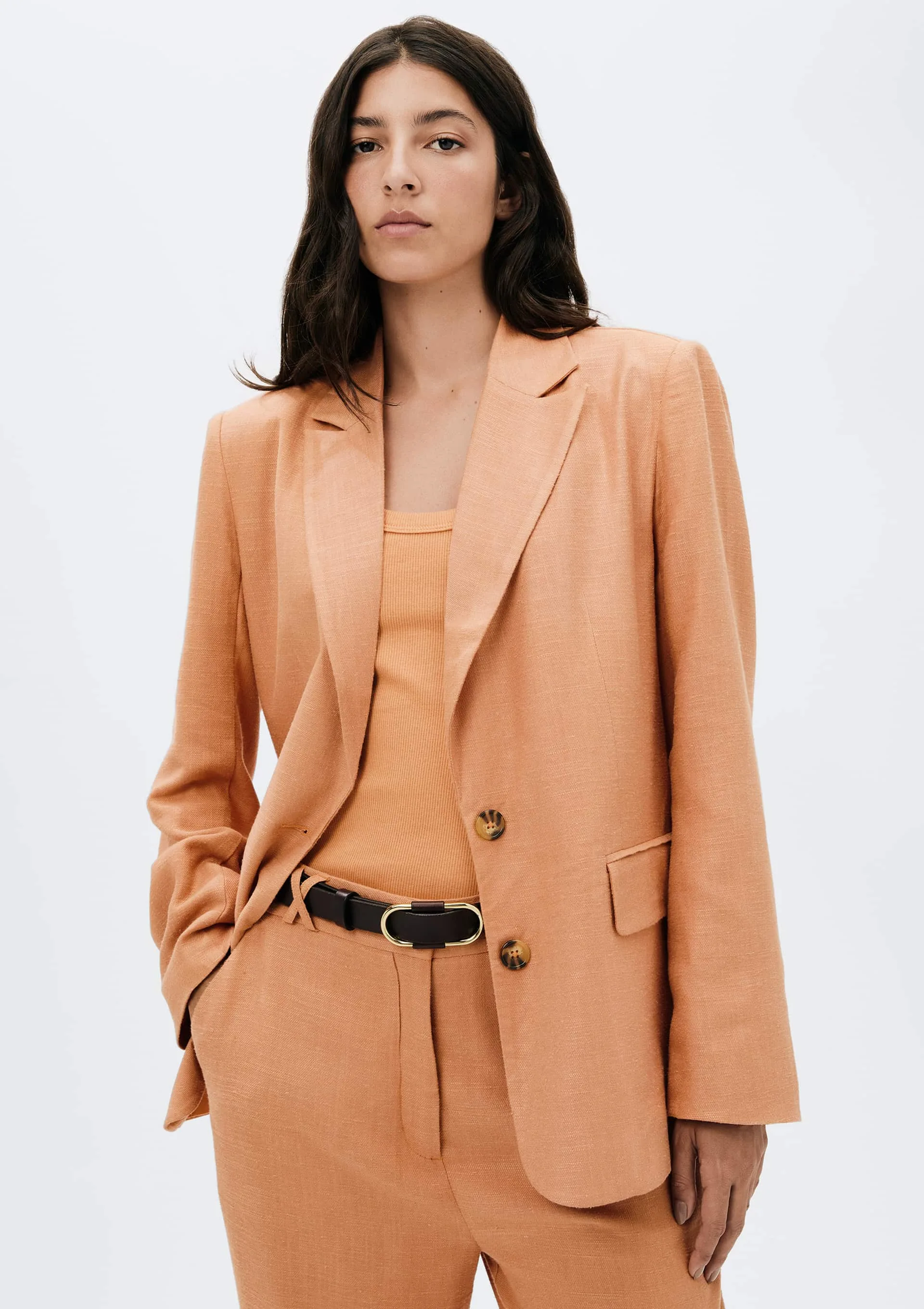 Blazer Feminino Reto em Viscolinho - Salmão
