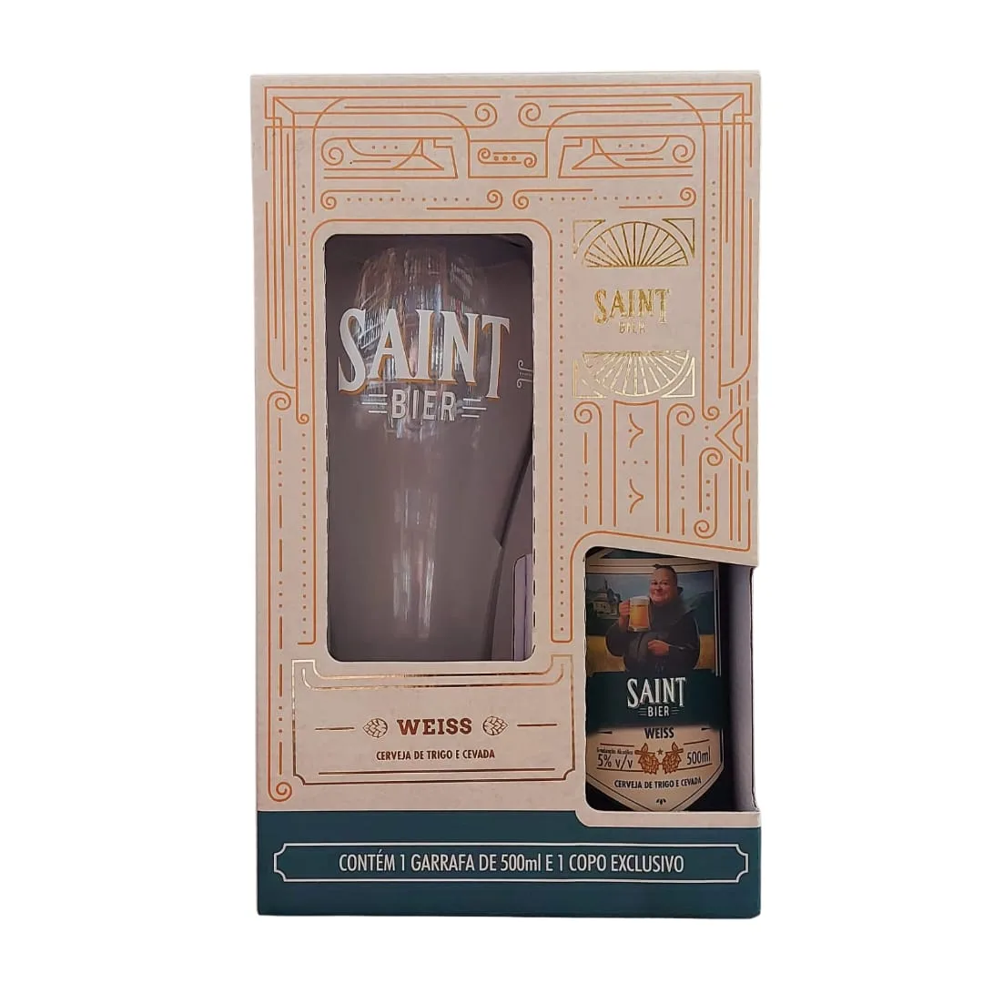 Kit Saint Bier Weiss contém 01 Garrafa 500 ml + 02 Copo Weiss