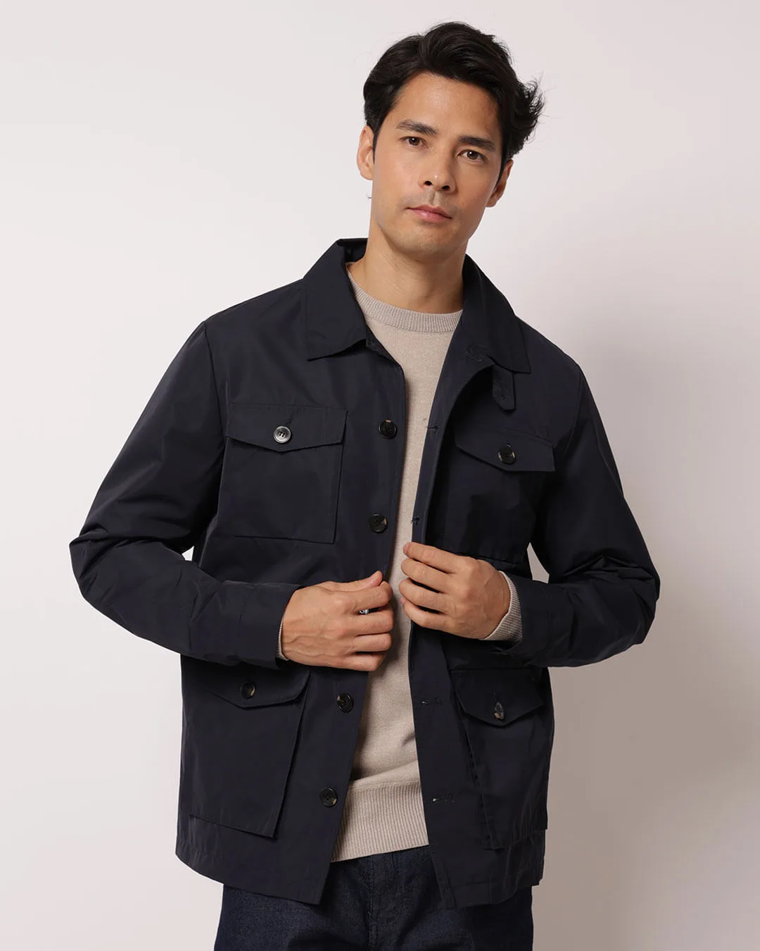 Casaco Masculino Parka com Bolsos Marinho